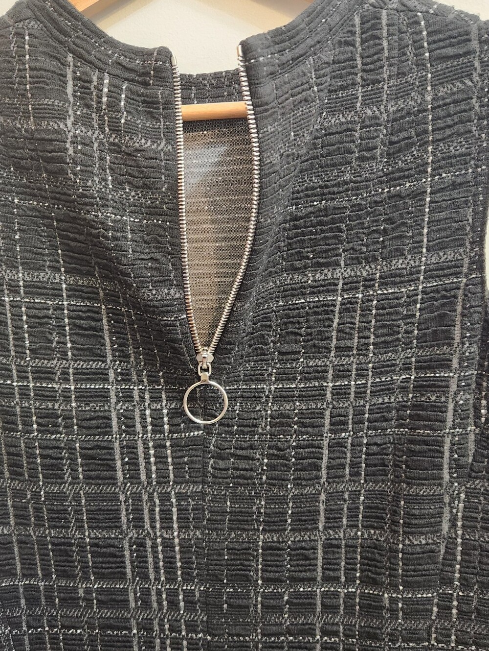 Akris PuntoTunic Black & Silver Check Jersey Dress Size 9 - Picture 12 of 15